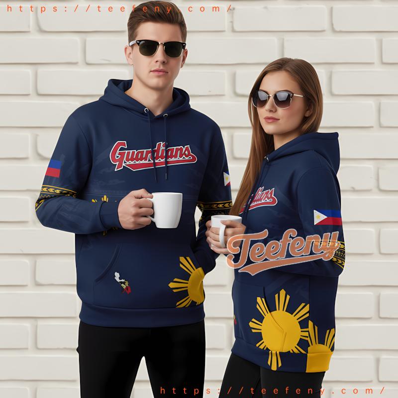Cleveland Guardians Philippines Flag 3D Pullover Hoodie Navy