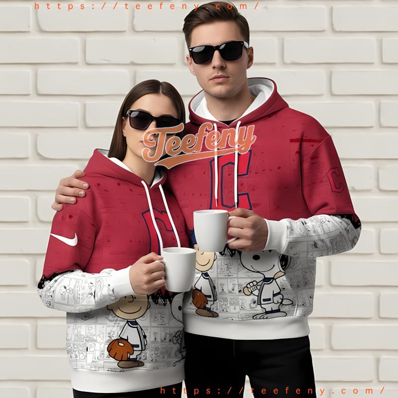 Cleveland Guardians Snoopy Charlie Brown 3D Print Hoodie Red
