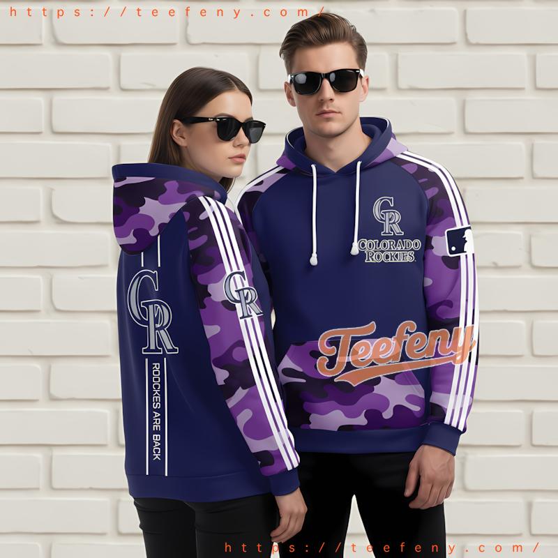 Colorado Rockies Camo 3D Print Hoodie Purple
