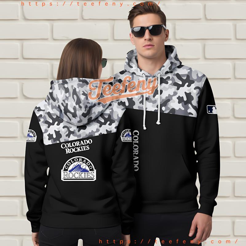 Colorado Rockies Camo Black Gray 3D Hoodie Zipper Colorado Rockies Camo Black Gray 3D Hoodie Zipper