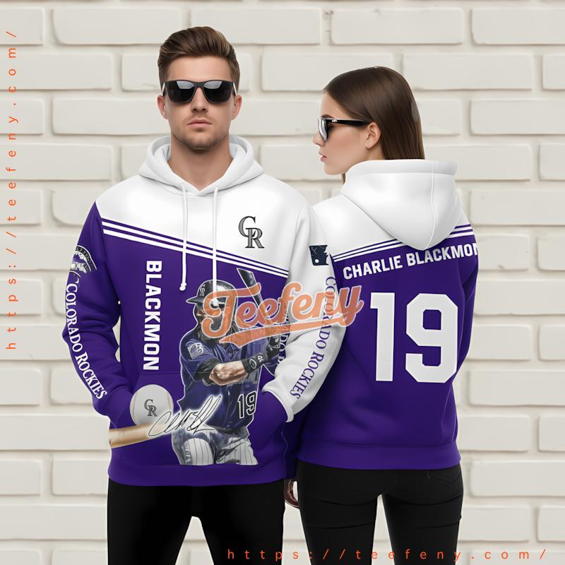 Colorado Rockies Charlie Blackmon 3D Hoodie Zipper Purple Colorado Rockies Charlie Blackmon 3D Hoodie Zipper Purple
