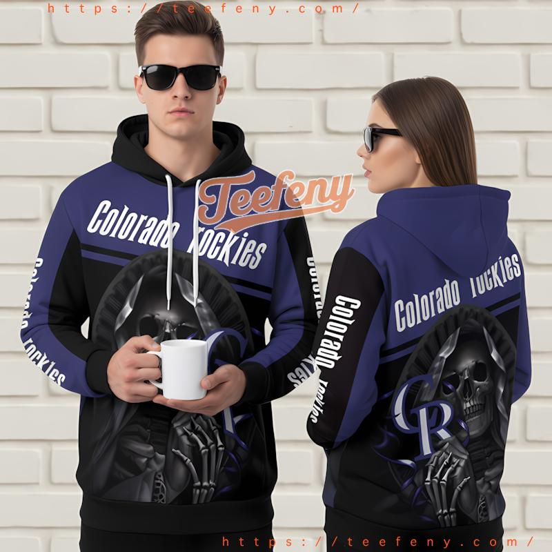 Colorado Rockies Grim Reaper Skull 3D Print Hoodie Purple Colorado Rockies Grim Reaper Skull 3D Print Hoodie Purple