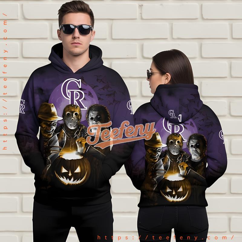 Colorado Rockies Halloween Spooky 3D Pullover Hoodie Purple Colorado Rockies Halloween Spooky 3D Pullover Hoodie Purple