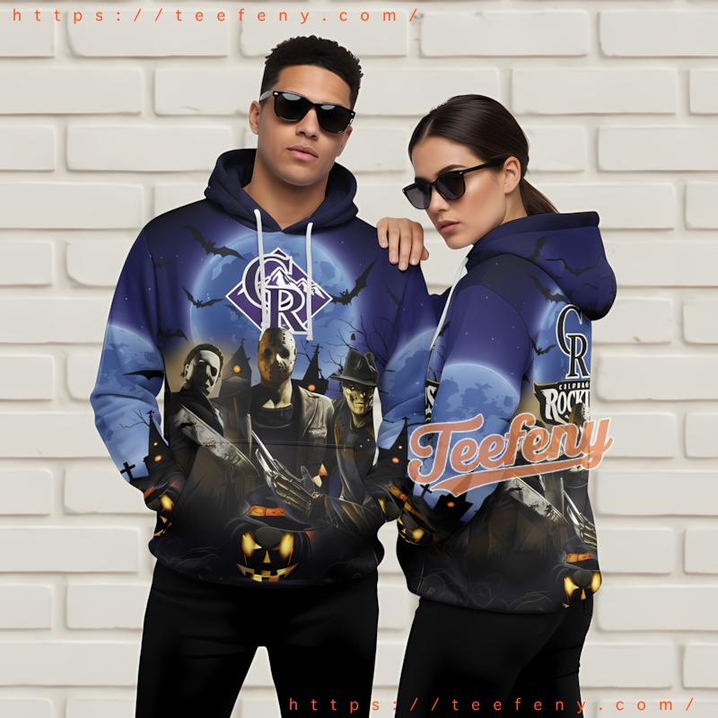 Colorado Rockies Jason Voorhees Halloween 3D Zip Up Hoodie Purple Colorado Rockies Jason Voorhees Halloween 3D Zip Up Hoodie Purple