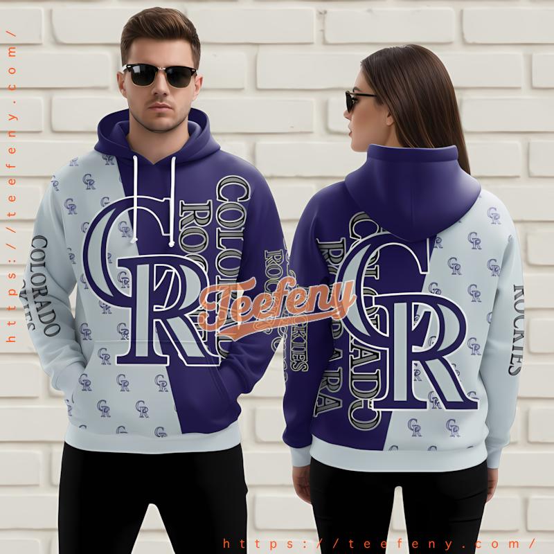 Colorado Rockies Logo Pattern Split 3D Pullover Hoodie Purple Colorado Rockies Logo Pattern Split 3D Pullover Hoodie Purple
