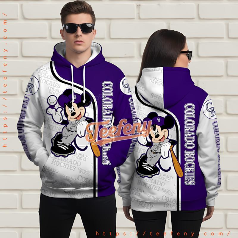 Colorado Rockies Mickey Mouse 3D Printed Hoodie Purple Colorado Rockies Mickey Mouse 3D Printed Hoodie Purple
