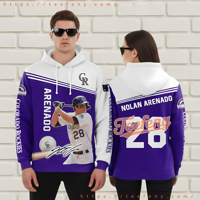 Colorado Rockies Nolan Arenado 3D Hoodie Zipper Purple Colorado Rockies Nolan Arenado 3D Hoodie Zipper Purple