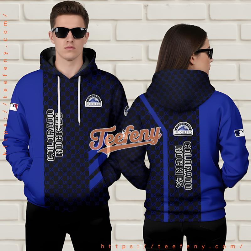 Colorado Rockies Pattern 3D Print Hoodie Blue Black Colorado Rockies Pattern 3D Print Hoodie Blue Black