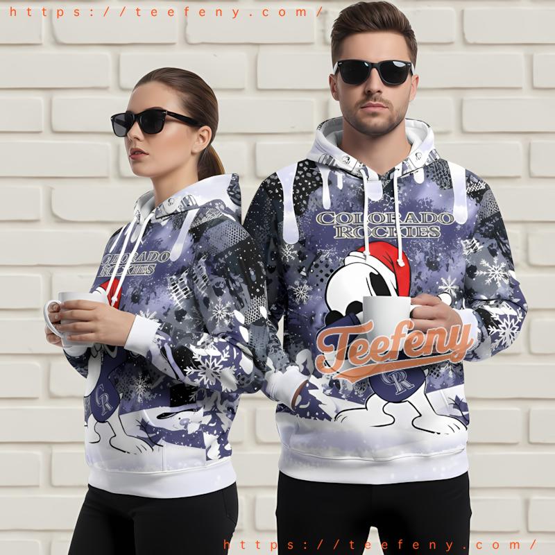 Colorado Rockies Snoopy Christmas Dabbing 3D Hoodie Zipper Purple Colorado Rockies Snoopy Christmas Dabbing 3D Hoodie Zipper Purple
