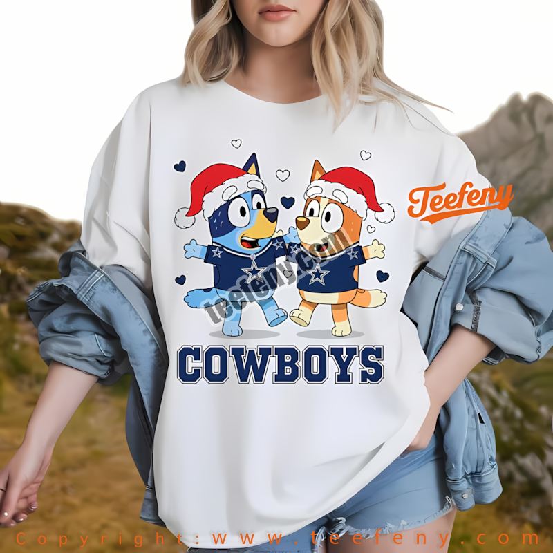 Dallas Cowboys Bluey Bingo Christmas Dancing Shirt Adults