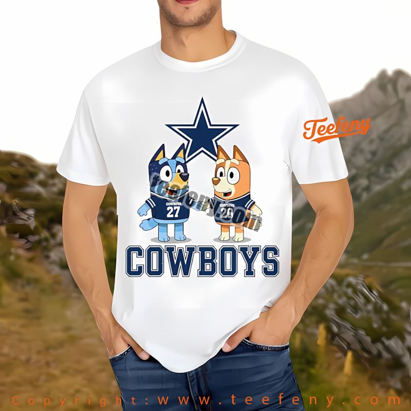 Dallas Cowboys Bluey Bingo Holding Hands Shirt Women