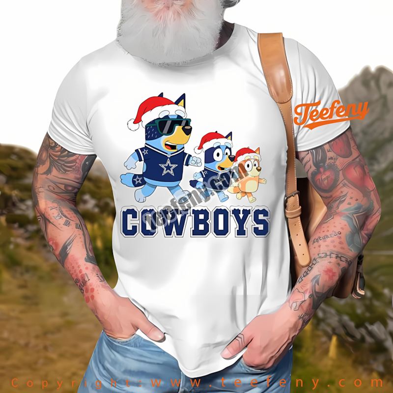 Dallas Cowboys Bluey Family Santa Hat Christmas Parade Shirt Youth