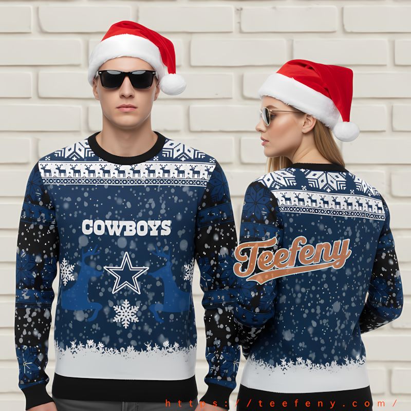 Dallas Cowboys Skull Ugly Xmas Sweater Womens Blue