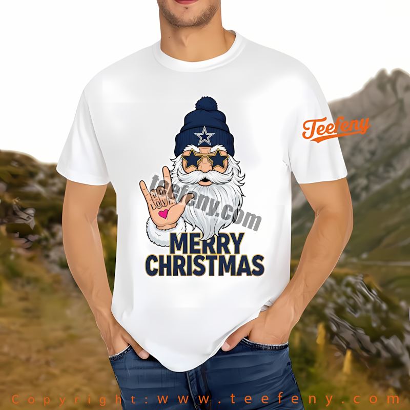 Dallas Cowboys Rock Santa Merry Christmas Shirt Graphic
