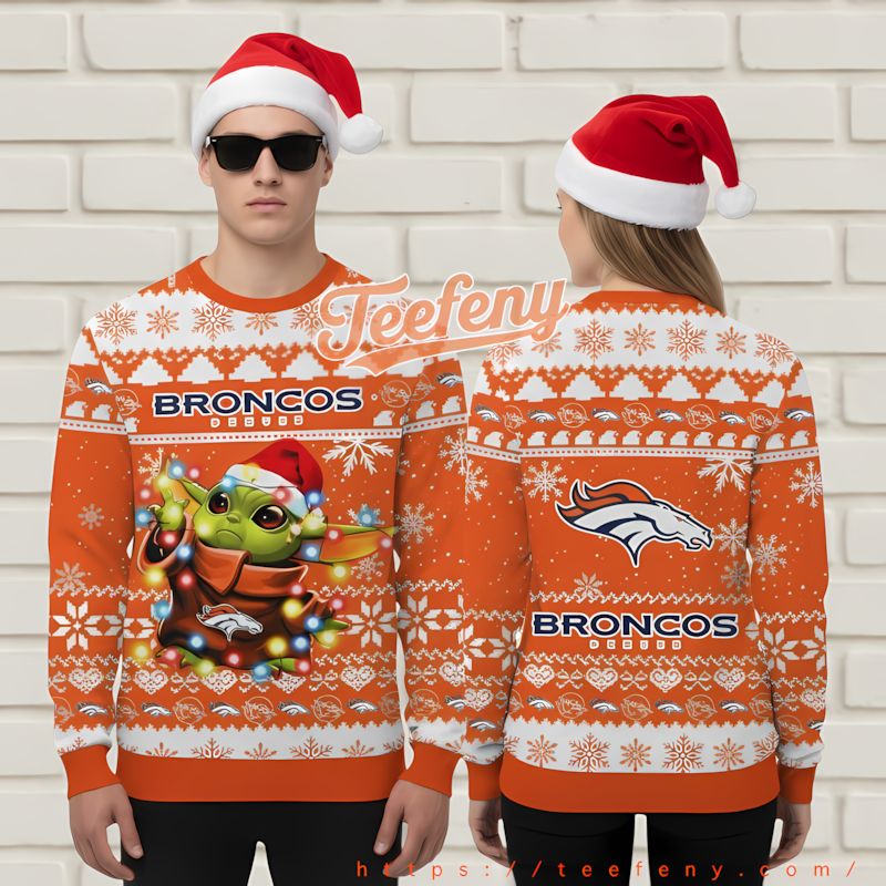 Denver Broncos Batman Christmas Vacation Ugly Sweater Black Red