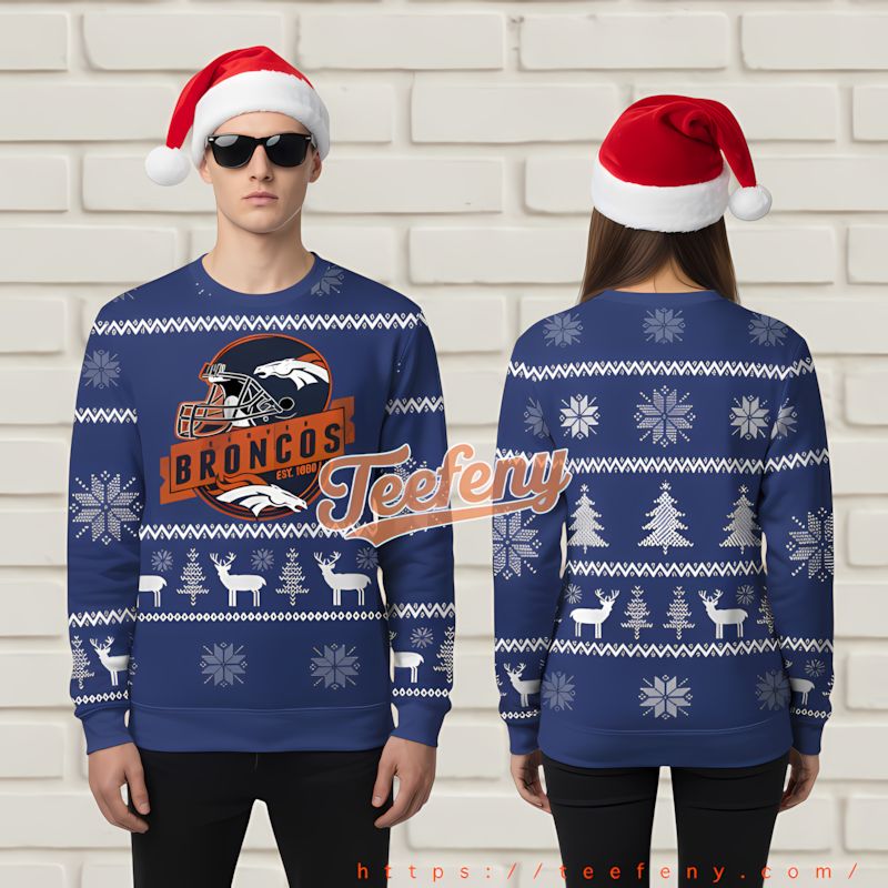 Denver Broncos Baby Groot Grinch Personalized Ugly Sweater Orange White