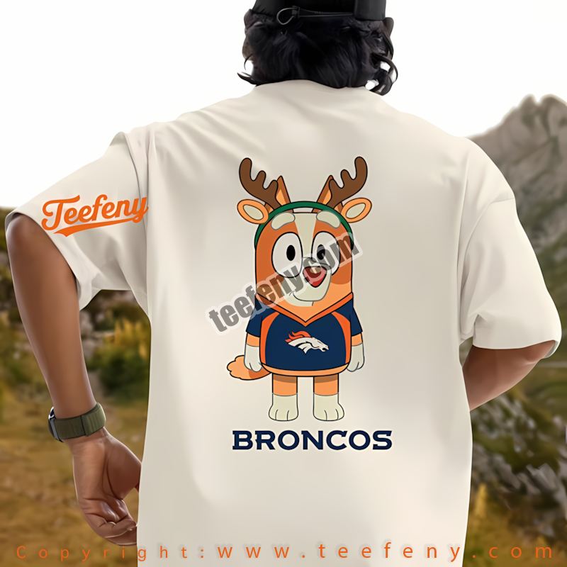 Denver Broncos Bluey Bingo Halloween Skeleton Pumpkin Shirt Teen
