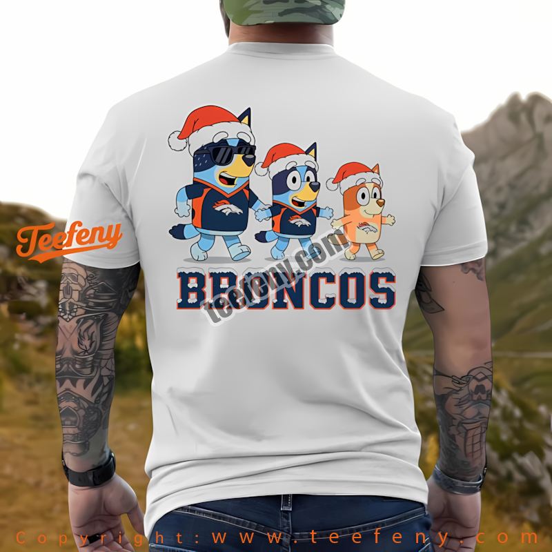 Denver Broncos Bluey Bingo Holding Hands Shirt Graphic