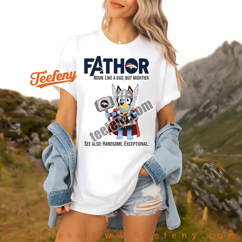 Denver Broncos Bluey Christmas Santa Hat Shirt Women