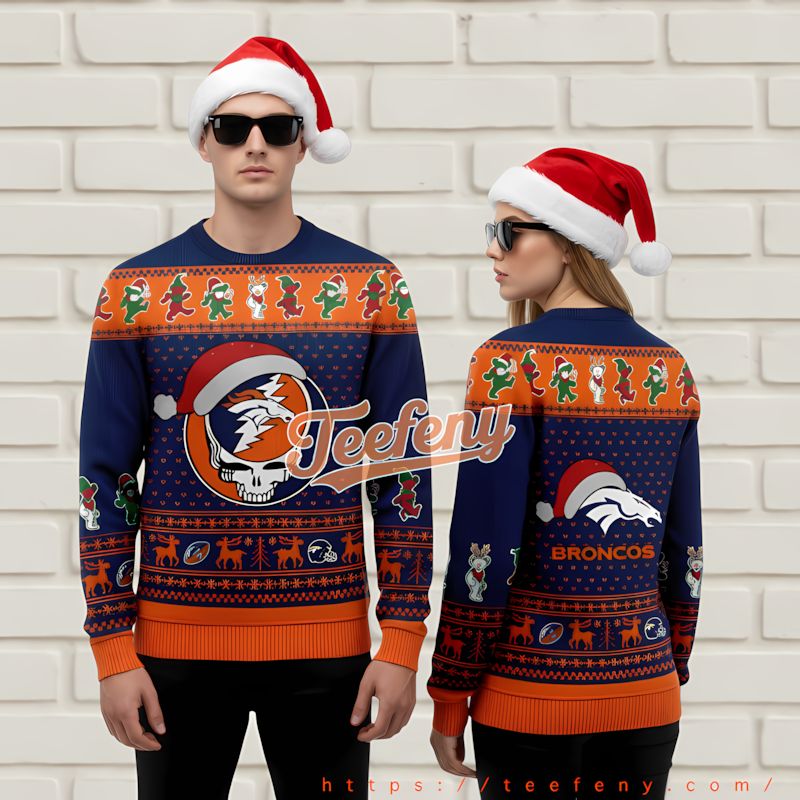 Denver Broncos Naughty Ugly Sweater Blue Orange