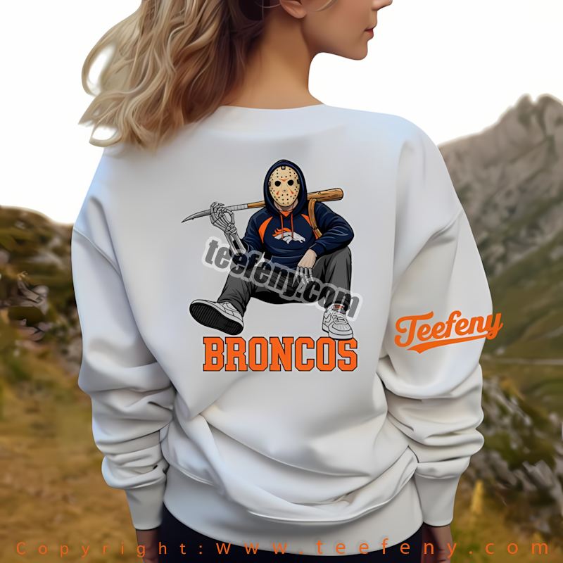 Denver Broncos Jason Voorhees Street Halloween Long Sleeve Adults Denver Broncos Jason Voorhees Street Halloween Long Sleeve Adults