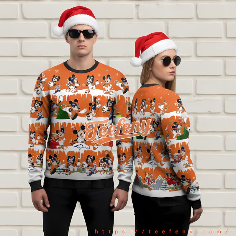 Denver Broncos Mascot Kid Christmas Sweater Orange Friends