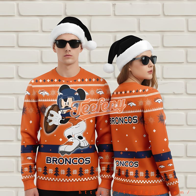 Denver Broncos Sweater Merry Christmas Orange Blue