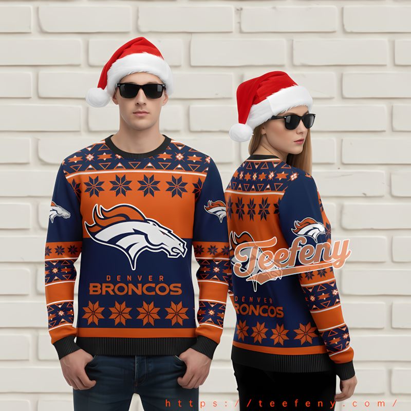 Denver Broncos Rocky Mountain Ugly Xmas Sweater Green White