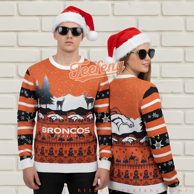 Denver Broncos Santa Claus Youth Ugly Christmas Sweater Blue Red