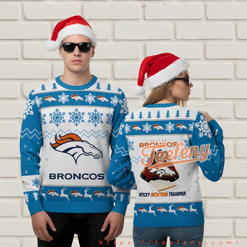 Gnome Ugly Sweater Denver Broncos Mens Black Christmas