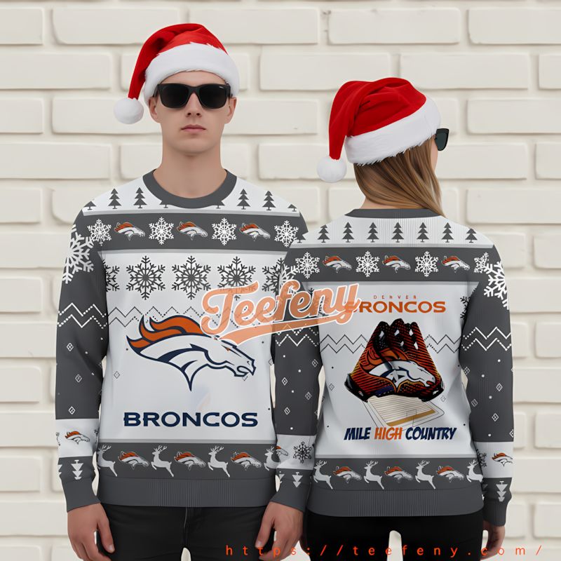 Denver Broncos Santa Claus Ugly Sweater Party Orange