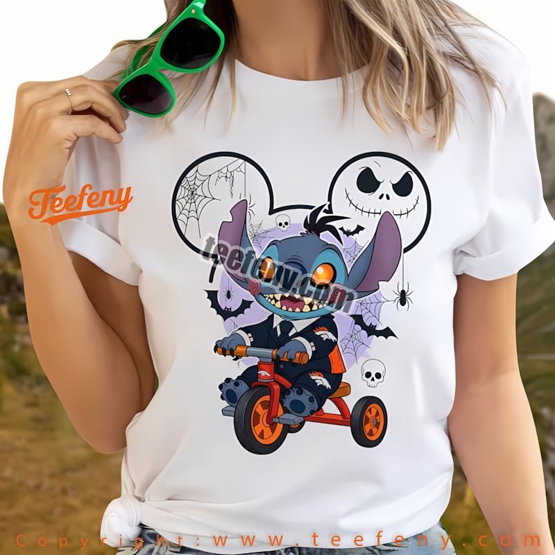 Denver Broncos Stitch Witch Halloween Shirt Vintage