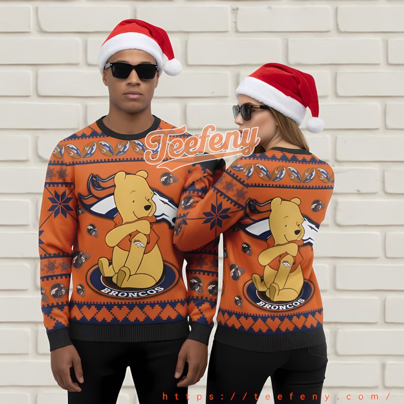 Denver Broncos Snoopy Best Christmas Ugly Sweater Blue Orange