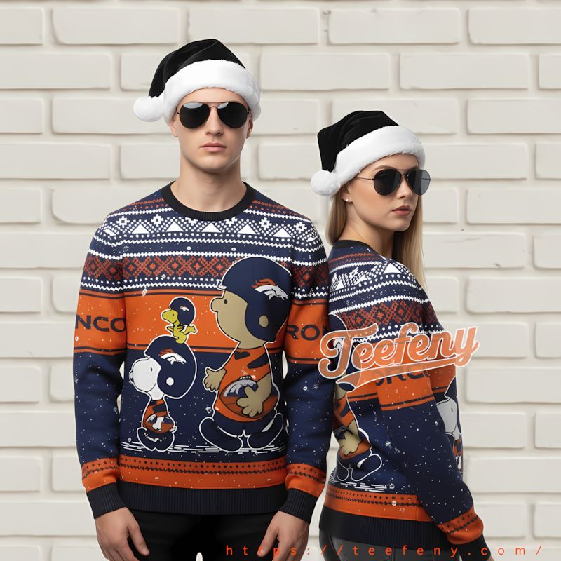 Dj Santa Claus Ugly Christmas Sweatshirt Denver Broncos Blue Orange