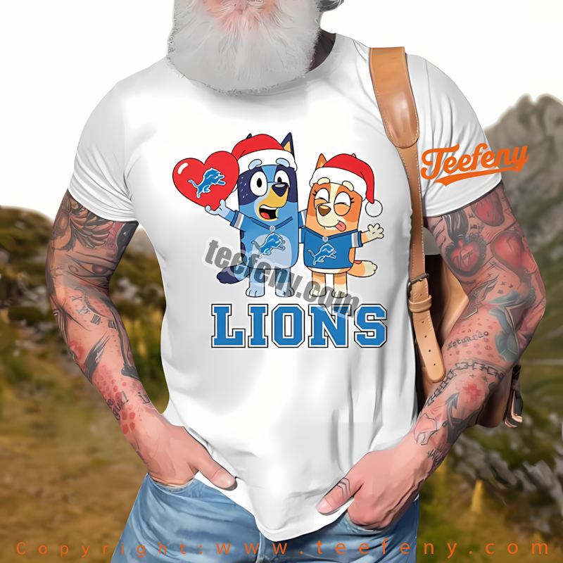 Detroit Lions Bluey Bingo Holding Hands Shirt Graphic