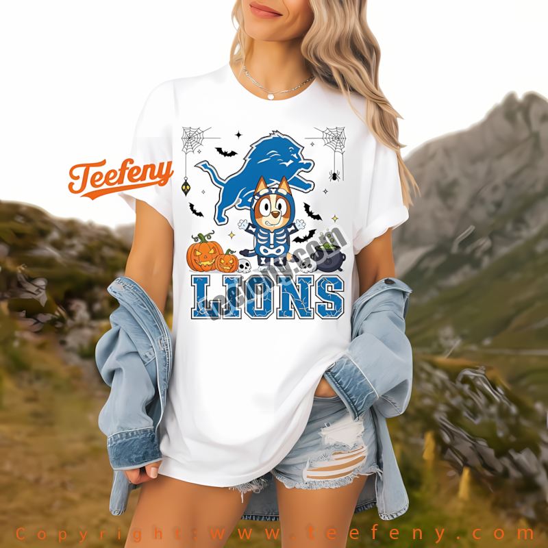 Detroit Lions Bluey Bingo Christmas Shirt Unisex