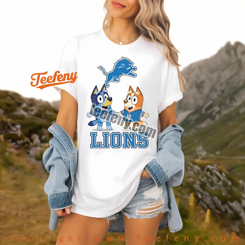 Detroit Lions Bluey Bingo Christmas Dancing Shirt Vintage