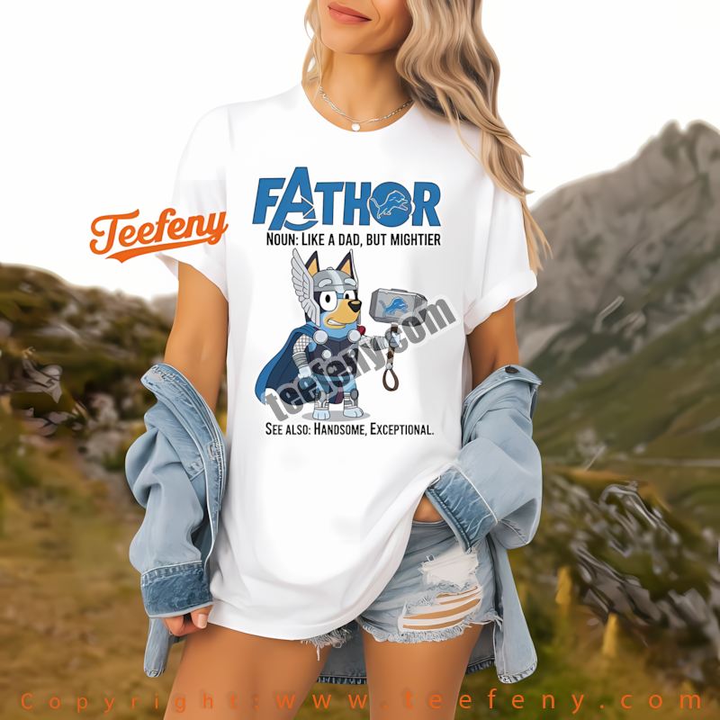 Detroit Lions Bluey Family Christmas Snowflake Shirt Teen