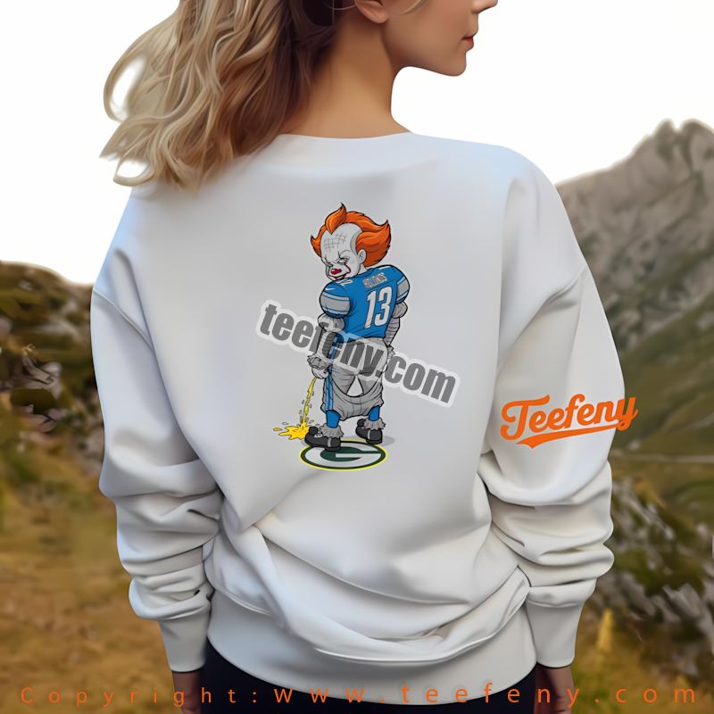 Detroit Lions Pennywise Green Bay Packers Halloween Rivalry Long Sleeve Holiday Detroit Lions Pennywise Green Bay Packers Halloween Rivalry Long Sleeve Holiday
