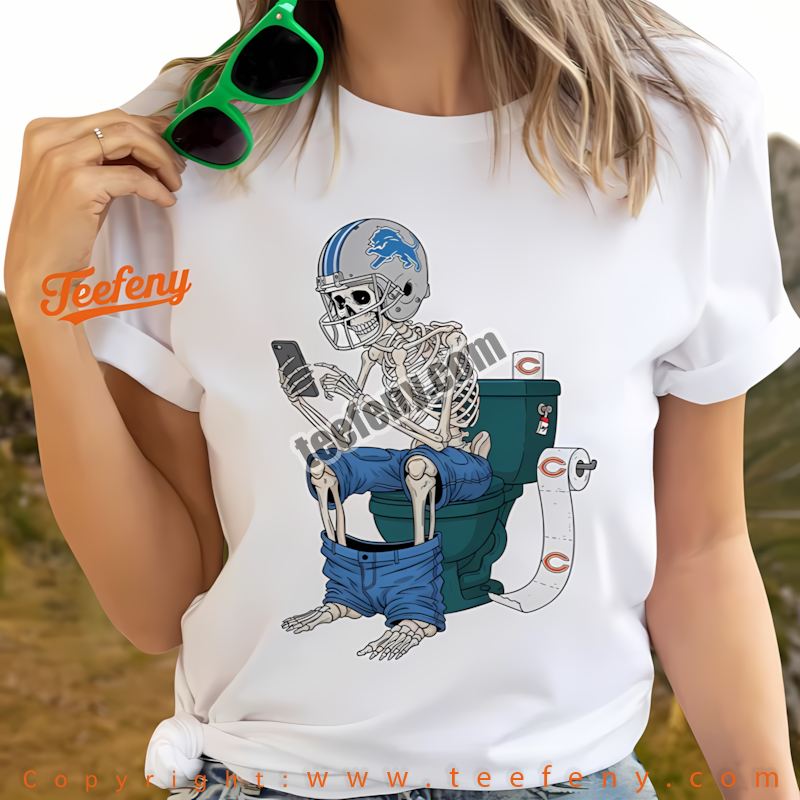 Detroit Lions Skeleton Toilet Chicago Bears Rivalry Shirt Men Women Detroit Lions Skeleton Toilet Chicago Bears Rivalry Shirt Men Women