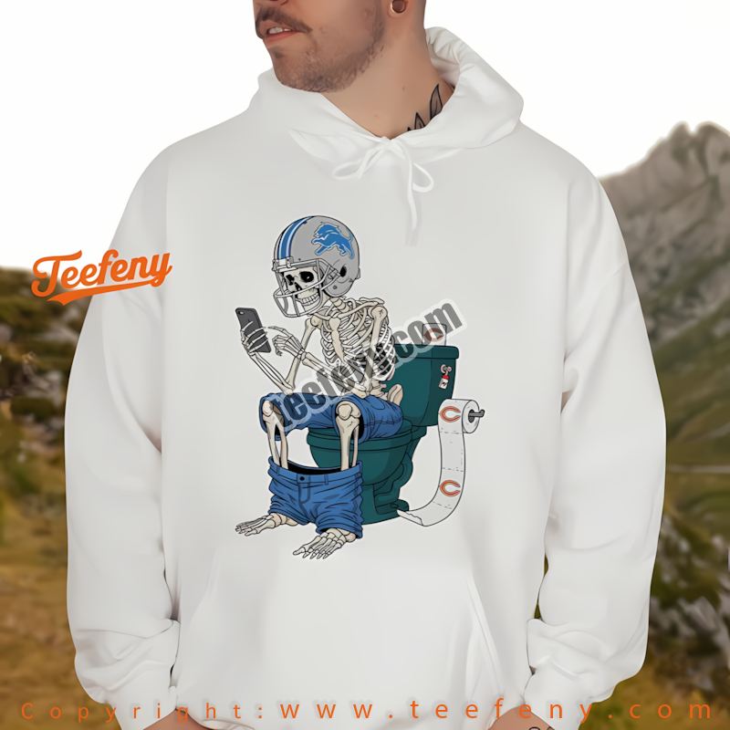 Detroit Lions Skeleton Toilet Chicago Bears Rivalry Hoodie Men Women Detroit Lions Skeleton Toilet Chicago Bears Rivalry Hoodie Men Women
