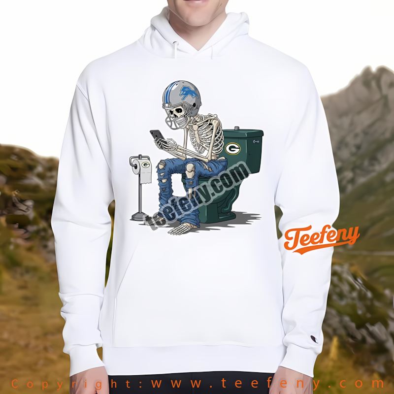 Detroit Lions Skeleton Toilet Eagles Rivalry Hoodie Cotton Detroit Lions Skeleton Toilet Eagles Rivalry Hoodie Cotton