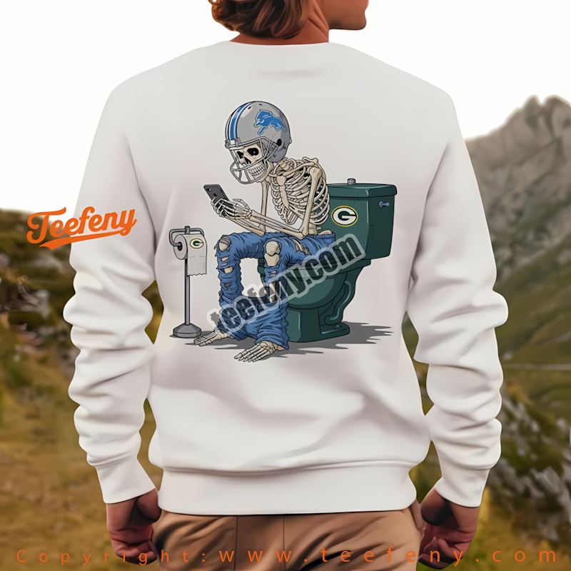 Detroit Lions Skeleton Toilet Eagles Rivalry Long Sleeve Cotton Detroit Lions Skeleton Toilet Eagles Rivalry Long Sleeve Cotton