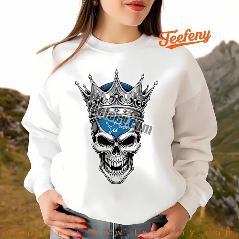 Detroit Lions Skull Crown Dark Grunge Long Sleeve Unisex Detroit Lions Skull Crown Dark Grunge Long Sleeve Unisex