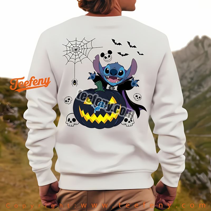 Detroit Lions Stitch Witch Halloween Long Sleeve Graphic Detroit Lions Stitch Witch Halloween Long Sleeve Graphic