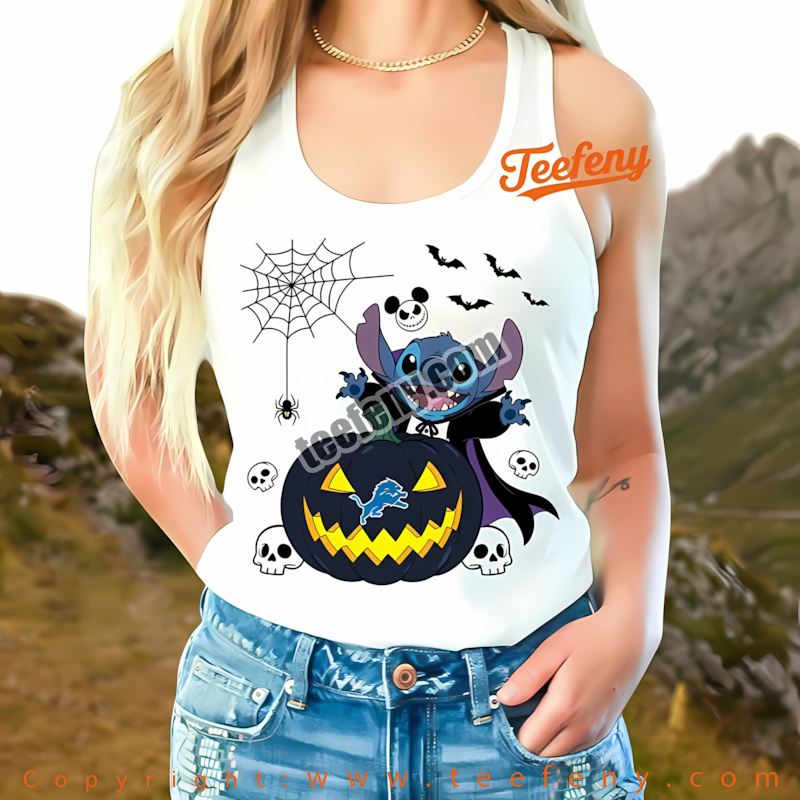 Detroit Lions Stitch Witch Halloween Tanktop Graphic Detroit Lions Stitch Witch Halloween Tanktop Graphic