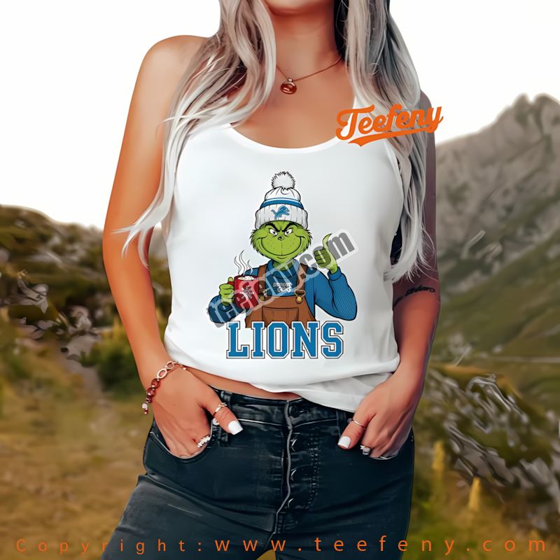 Detroit Lions The Grinch Winter Hot Cocoa Holiday Tanktop Cotton Detroit Lions The Grinch Winter Hot Cocoa Holiday Tanktop Cotton