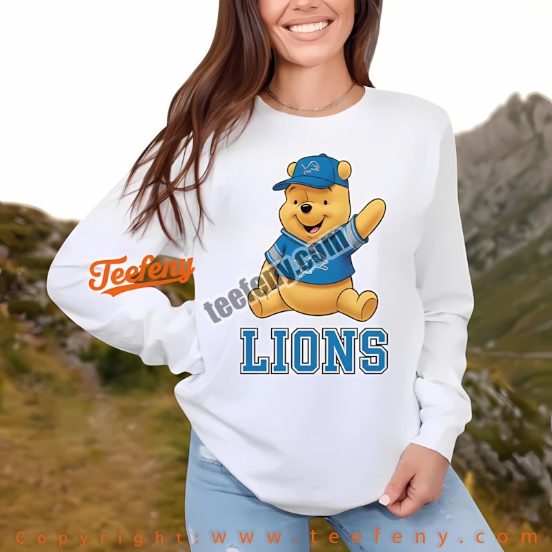 Detroit Lions Winnie The Pooh Football Team Spirit Shirt Long Sleeven Detroit Lions Winnie The Pooh Football Team Spirit Shirt Long Sleeven
