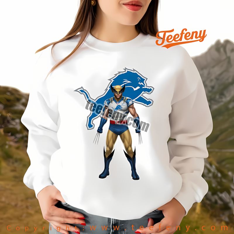 Detroit Lions Wolverine Marvel Long Sleeve Cotton Detroit Lions Wolverine Marvel Long Sleeve Cotton