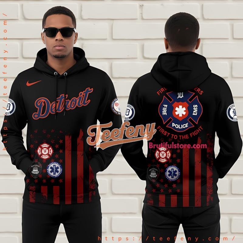 Detroit Tigers First Responders Day 3D Print Hoodie Black Detroit Tigers First Responders Day 3D Print Hoodie Black